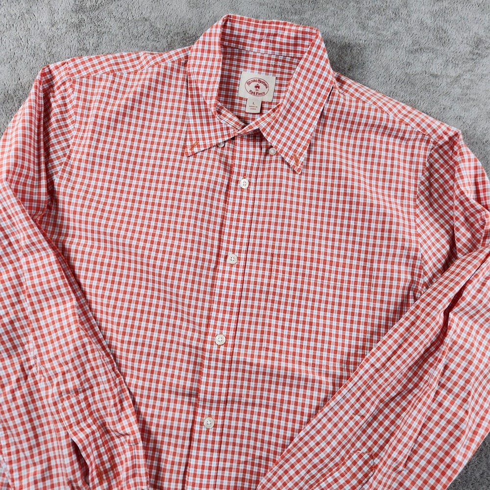 Brooks Brothers Red Fleece Mens size L Large Casual Button‎ Down Shirt Plaid